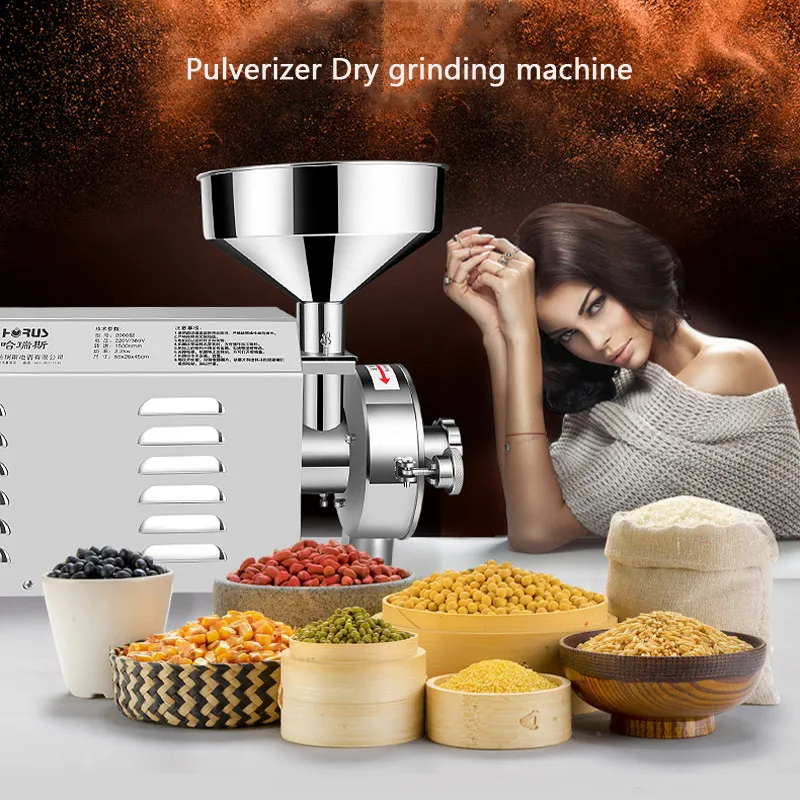 Commercial Grain Mill Grinder 3000w Stainless Steel Herbal Pulverizer