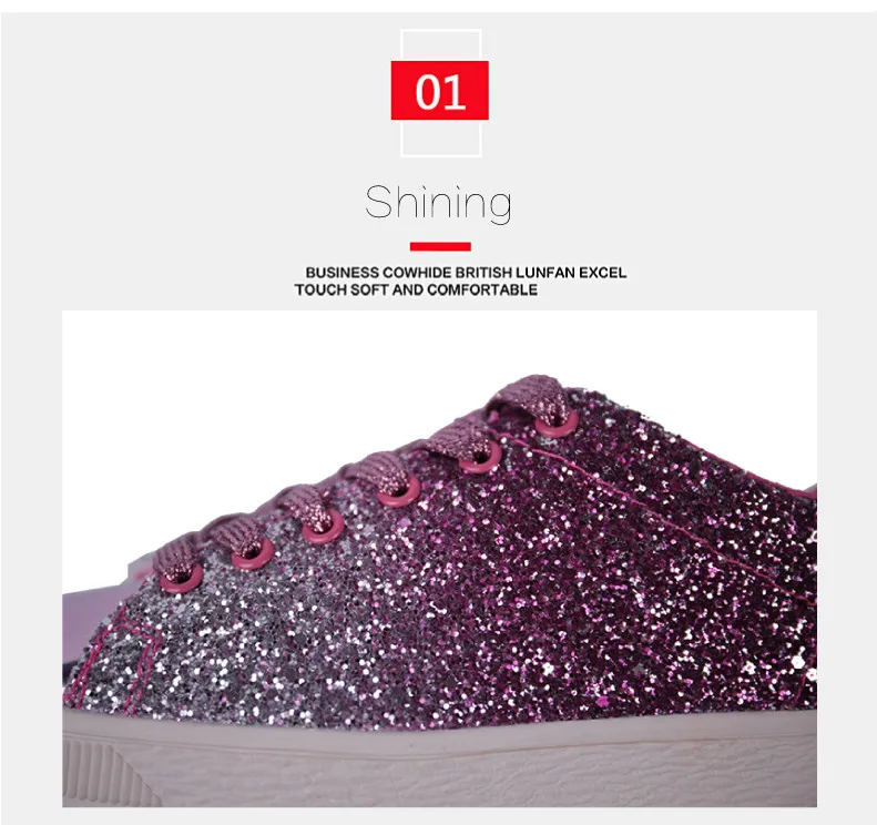  2019 New Fashion Spring Women Sneakers Casual Flat lace-Up Bling Glitter Shining Green Beautiful Vulcanized Shoes Woman (3)