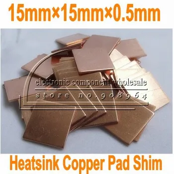 

100pcs/lot 15MM*15MM*0.5mm Laptop GPU CPU Heatsink cooling fin Copper Pad Shim for DV2000 for V3000 for DV9000 for M1210