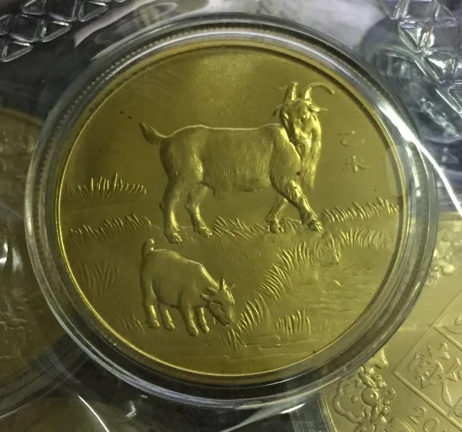 32 мм год козы Китай медаль МОНЕТА Шеньян мята латунь|coin|coin coinscoin medal |