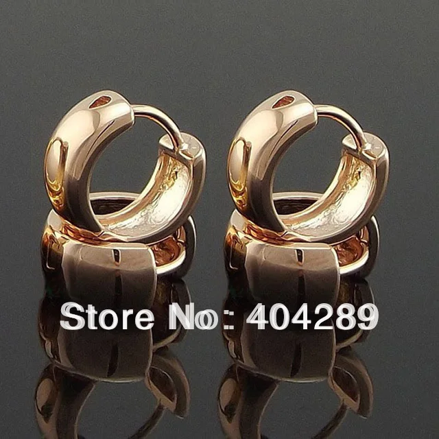 

Rose Gold GP woman man Polished Huggie Hoop Earring 13mm