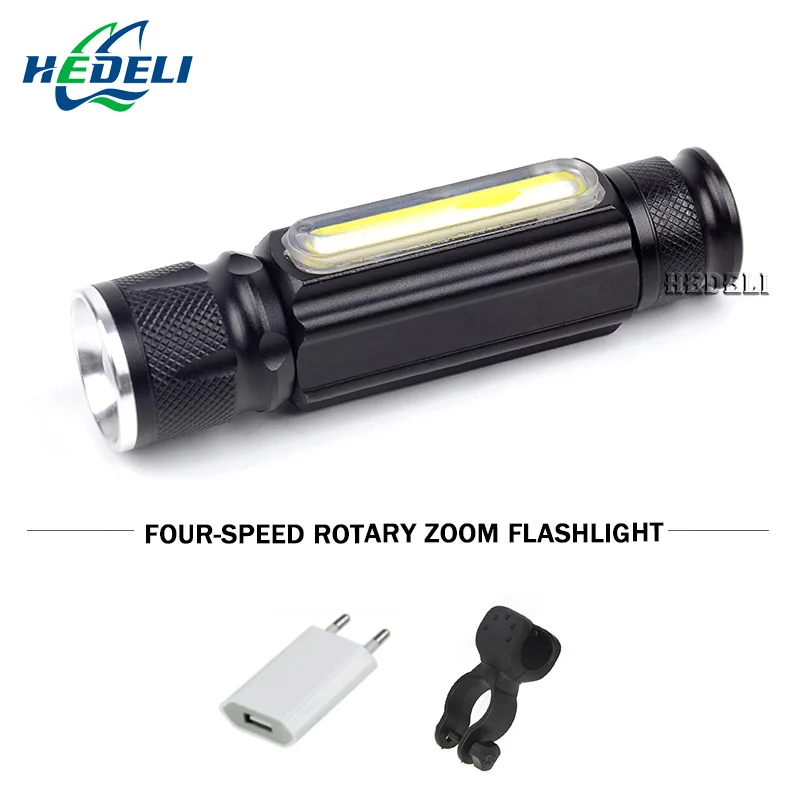 

COB Night reading usb flashlight CREE XML T6 led torch flash light waterproof Built-in 18650 battery camping charge hand lamp
