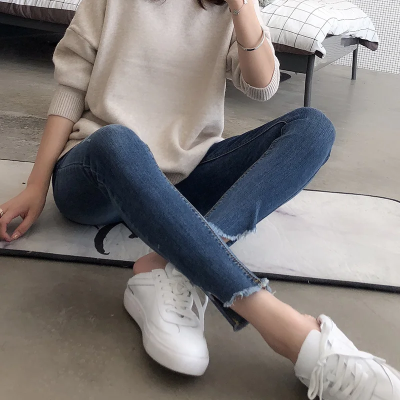 

2019 Spring New Pregnant Women Feet Nine Points Stomach Lift Jeans