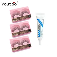 BEIGEAI 3 Pairs/set Thick Natural Mink Eyelashes False Eye Lashes Strip Fake Eyelash Thick Handmade Eyelash Mink Fur Eye 837