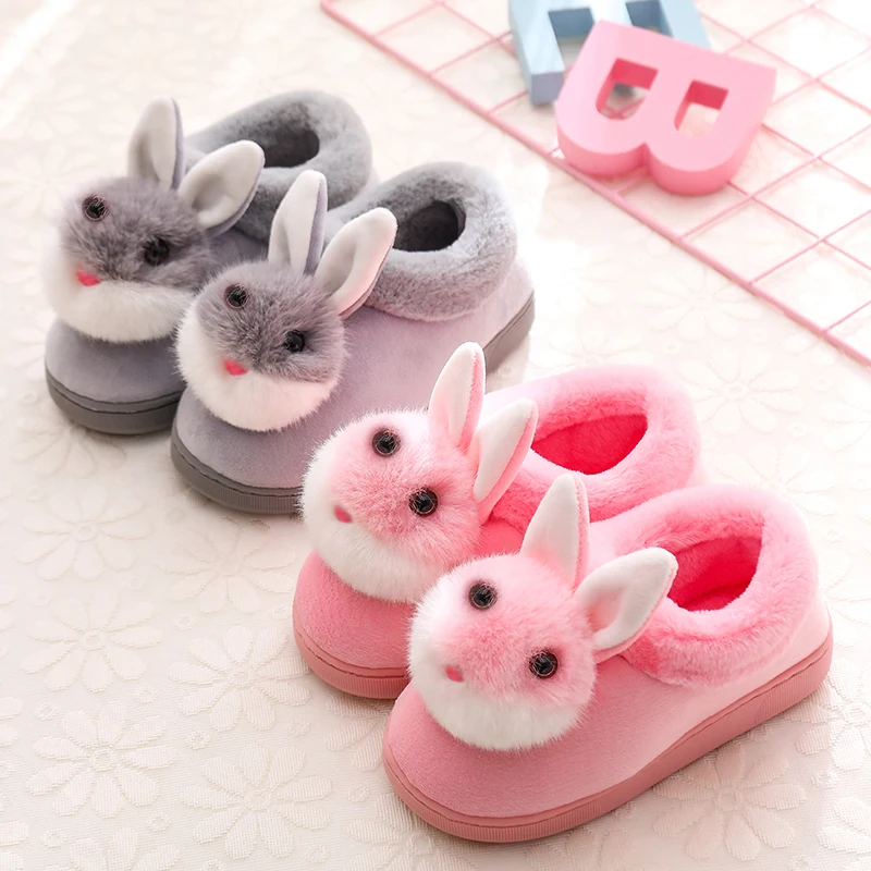

Children Home Slippers Winter/autmn Kids Boys Indoor Shoes Baby Girls Cartoon Cotton Slippers Cute Rabbit Non-slip Wam Slippers