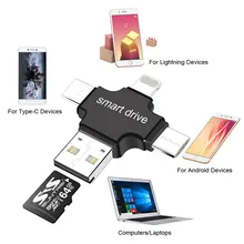 OTG USB Flash Drive Micro SD/TF Card 8GB 16GB 32GB Card Reader for Iphone/Android/Type C 3 in 1 OTG Pen Drive 64GB Memory Card
