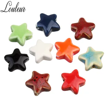 

Wholesale 20pcs 8 Colors Big Ceramic Star Charms Bead Loose Spacer Beads 14mm for Bracelet Necklace Diy Jewelry Making Findings