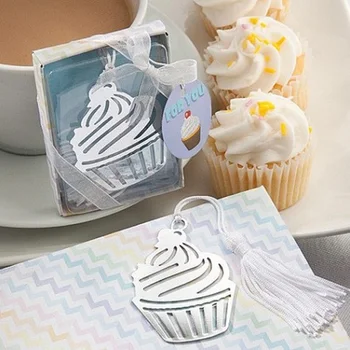 

Delicious Cupcake Design Metal Bookmark Souvenirs Wedding Baby Shower Baptism Favors and Gift for Guest W9040