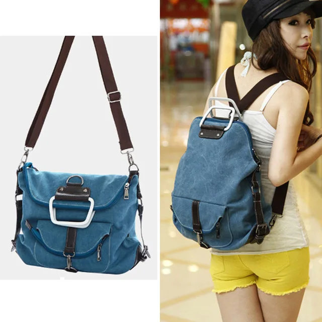 Metal Handle Fashion Dual Usage Women Canvas Convertible Bag Large Metal Handle Fashion Dual Usage Women Canvas Convertible Bag Large Ping Candy Travel Shoulder