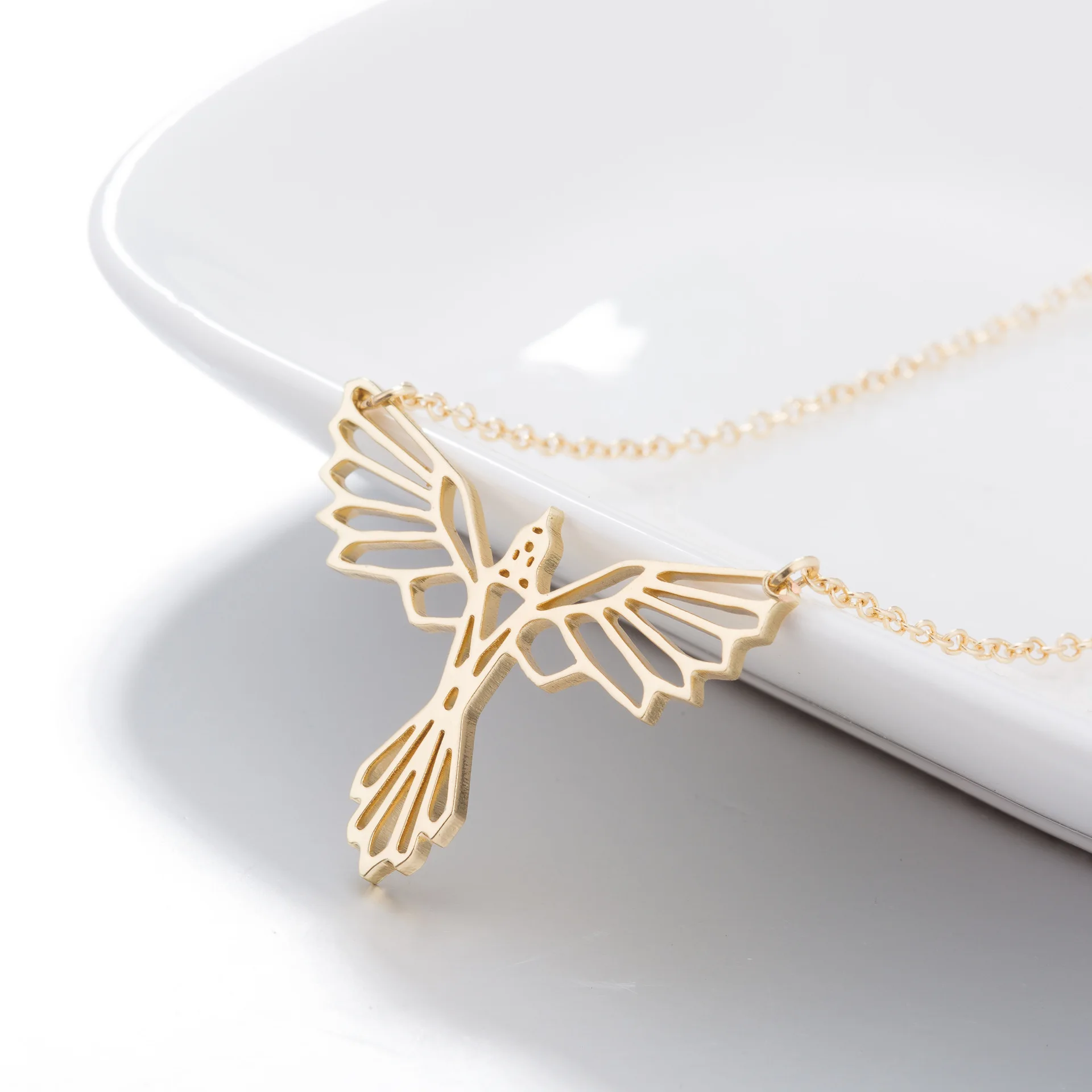 

Daisies Phoenix Necklace Origami Bird Geometric Pendant Minimalist Necklaces For Women Jewelry