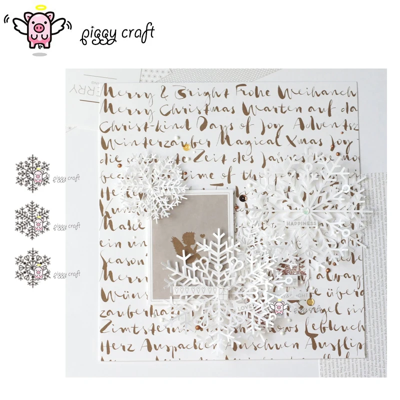 

Piggy Craft metal cutting dies cut die mold 3Pcs Snowflake decoration Scrapbook paper craft knife mould blade punch stencils die
