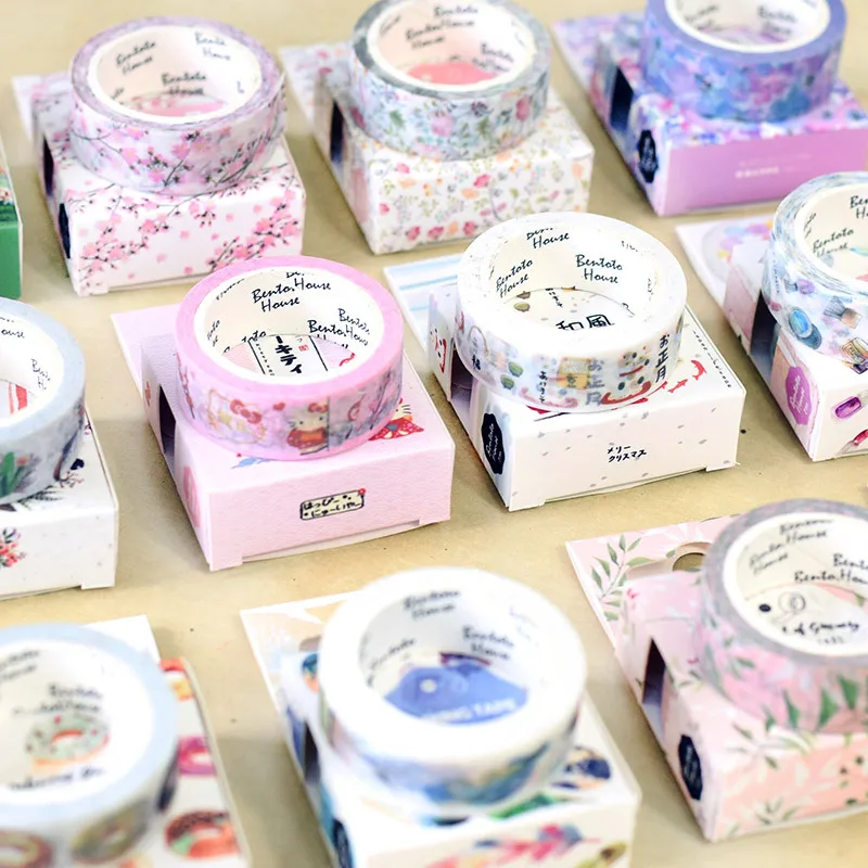 

15mm * 7m Cute Kawaii Flowers Cartoon Masking Washi Tape Decorative Adhesive Tape Decor Decora Diy Scrapbooking Sticker Label