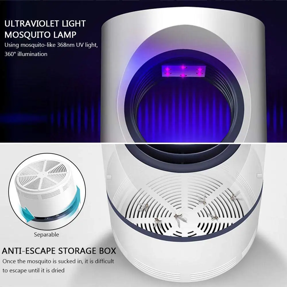 Ловушка для комаров и мух Zapper Fly Swatter Votex Flow Mosquito Lamp мощная всасывающая