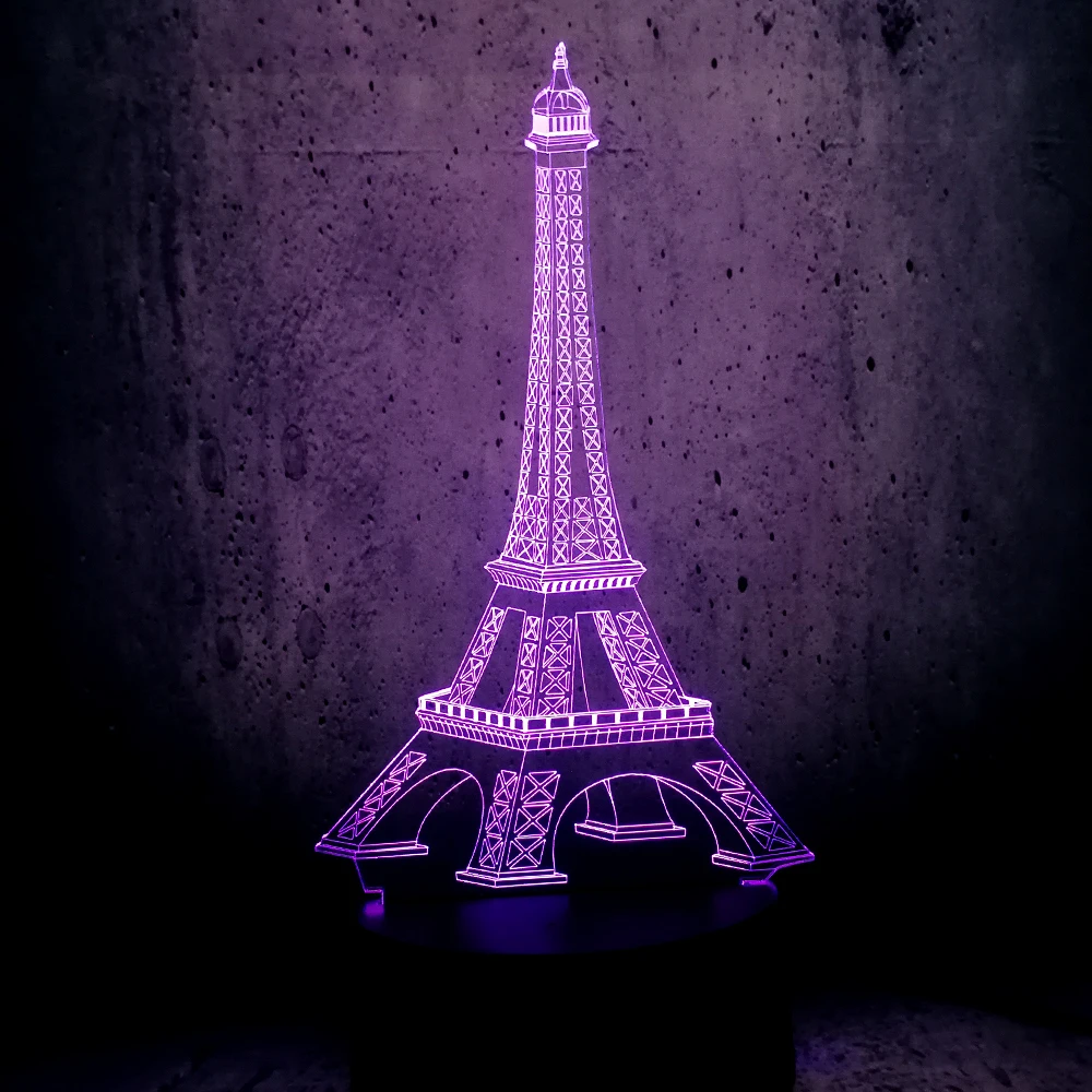 Романтическая Франция Париж Эйфелева башня 3D USB светодиодный светильник RGB