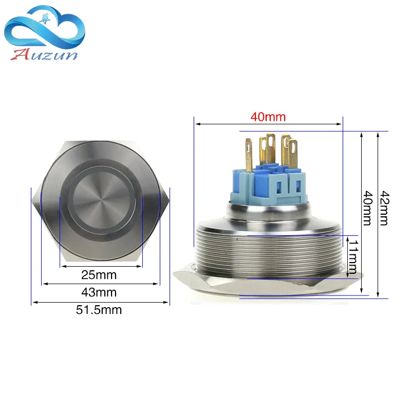 40 мм металлическая кнопка самоблокирующийся переключатель водонепроницаемый переключатель из нержавеющей стали напряжение 6 в 12 В 24 в 48 в 110 В 220 В