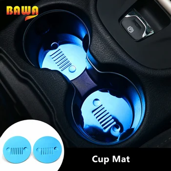 

BAWA Anti-Slip Mat Stainless Steel Front Seat Cup Mat for Jeep Compass 2017 Fit Cherokee 2014 2015 2016 Anti-Slip Mat