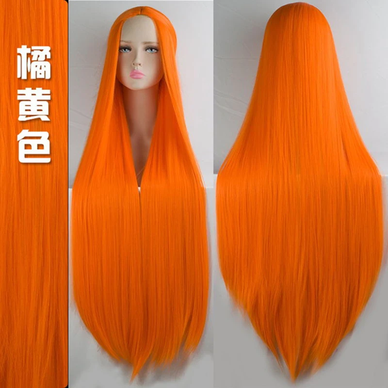 WTB largo recto Cosplay Peluca de fibra de alta temperatura pelo sintético 100 Cm Anime fiesta pelucas 20 colores coloridos