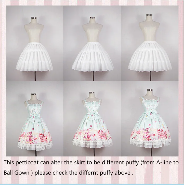 E JUE SHUNG Ball Gown Underskirt Short Dress Cosplay Petticoat Chiffon Two Bones Lolita Petticoat  Ballet Rockabilly Crinoline