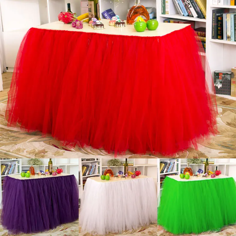 

Customized Tulle Tutu Table Skirt for Decorations Wedding and banquet birthday Party Table Decor 100cm*80cm