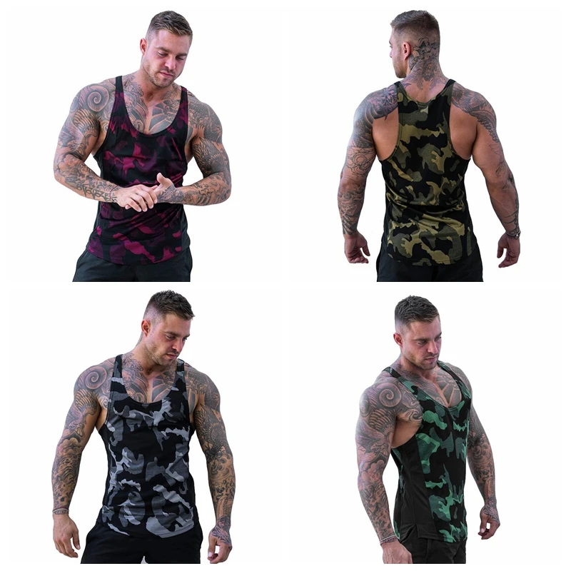 

Men Camouflage Tank Tops Fitness Muscle Streetwear Casual Tee Sports Vest Cloth sleeveless shirt Gym NEW cotton Drop Shipping