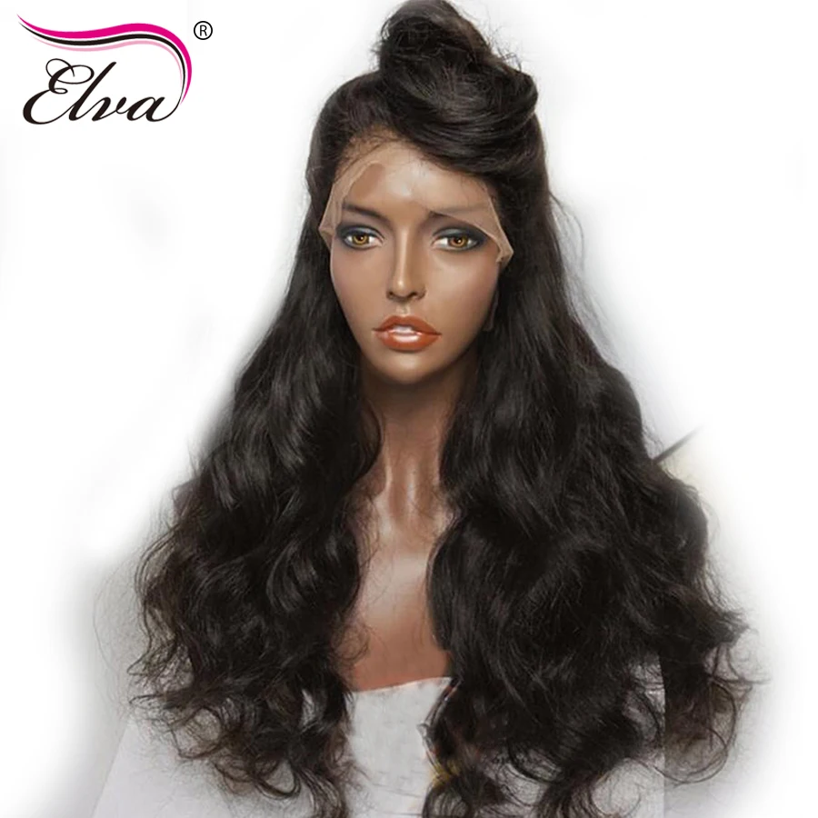 Elva Hair 250% Density 360 Lace Frontal Wig Pre Plucked Natural Hairline Body Wave Brazilian Remy Human Hair Wig For Black Women brazilian-body-wave-frontal