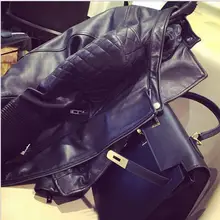 Для женщин модные черные Кожаные куртки S-4XL осень г. зимние Для женщин мотоцикл короткие кожаные куртки утепленные кожаные пальто