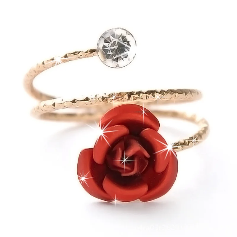 

red acrylic rose everlast love rings for women bridal sets jewelry engagement ring one size romantic flowers anel boho bijoux