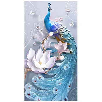 

5D new DIY big diamond painting peacock of love full round diamond embroidery handmade mosaic livingroom decor
