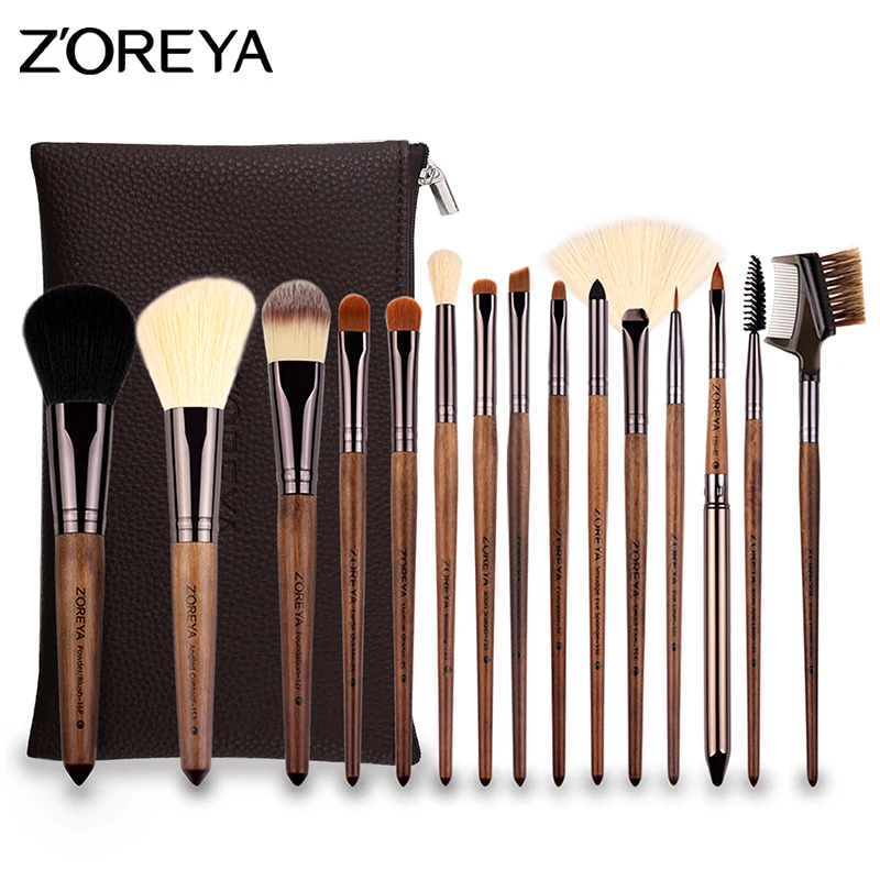 Pаспродажа ZOREYA Pro 15 шт. набор кистей для макияжа Высокое качество мягкая синтетическая щетка для волос для тени для век помада основу составляют инстру...