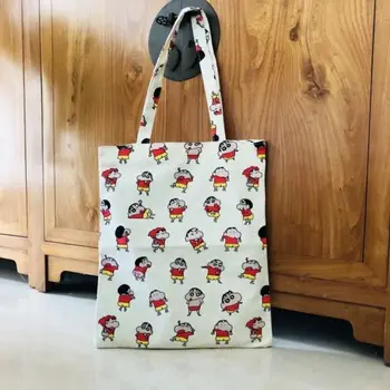 

Crayon Shin-chan Fashion Anime Canvas Shoulder Bags Soft Tote Messenger Handbag Casual Shopping Bag Lady Girls New