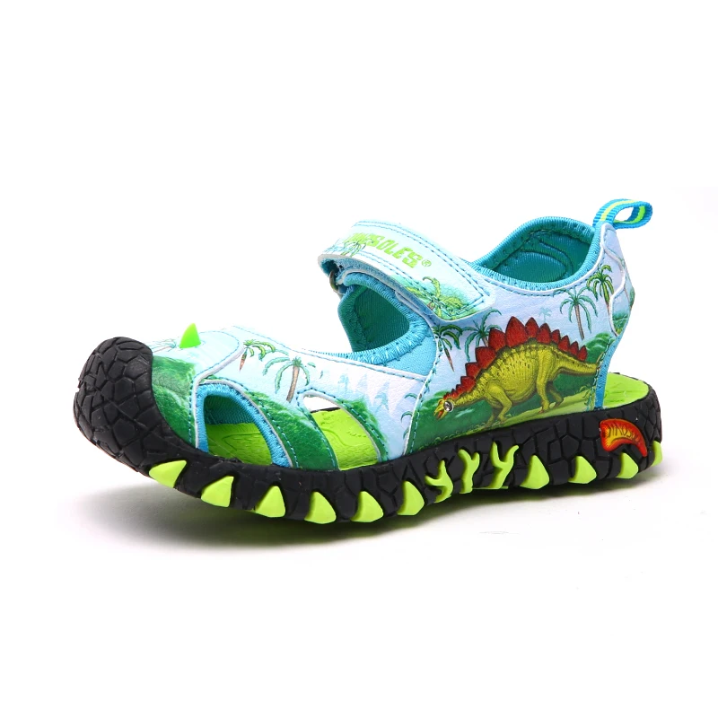 Dinoskulls/летние сандалии; модная детская обувь с 3D динозавром для маленьких мальчиков; детская пляжная обувь с вырезами; обувь для мальчиков - Цвет: Небесно-голубой