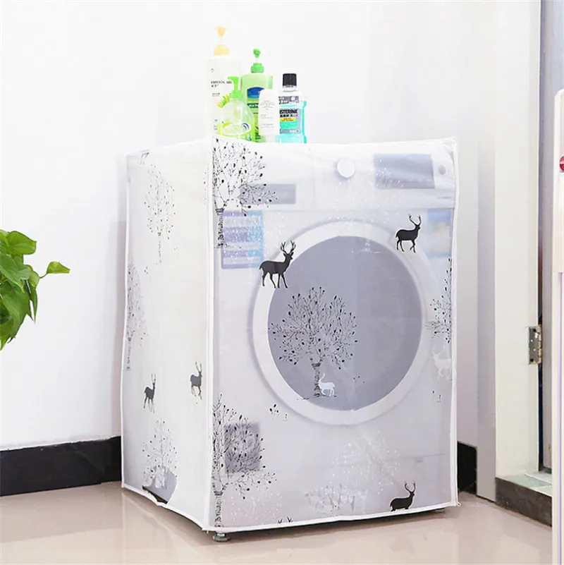 

Waterproof Washing Machine Covers Pastoral Style Printed Automatic Turbine Roller Anti-dust Cover Transparent Home Productse P