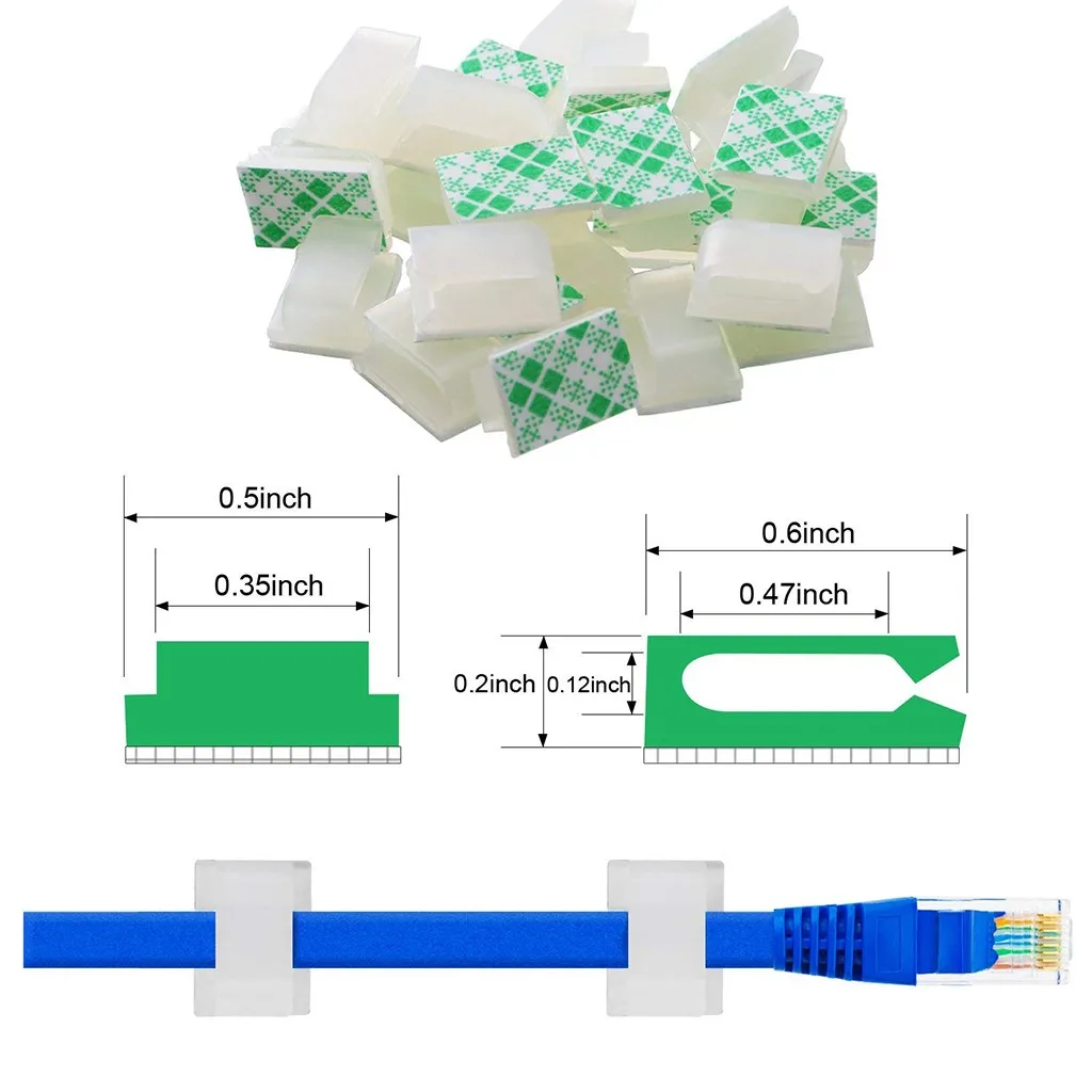 100 штук самоклеящийся клейкий кабель зажимы Провода управление кабельная стяжка USB зарядное устройство держатель кабеля инструмент