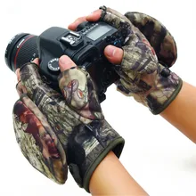 Winter Outdoor Sports Men Fishing Shoot Hunting Gloves Camouflage Slip Windproof Half-finger mitts Clamshell Photography Gloves