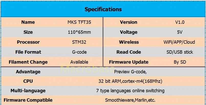 Для BIGTREETECH SKR V1.3 MKS TFT35 V1.0 дисплей+ MKS слот2+ филаментный сенсор 3,5 ''TFT lcd 3d принтер сенсорный экран