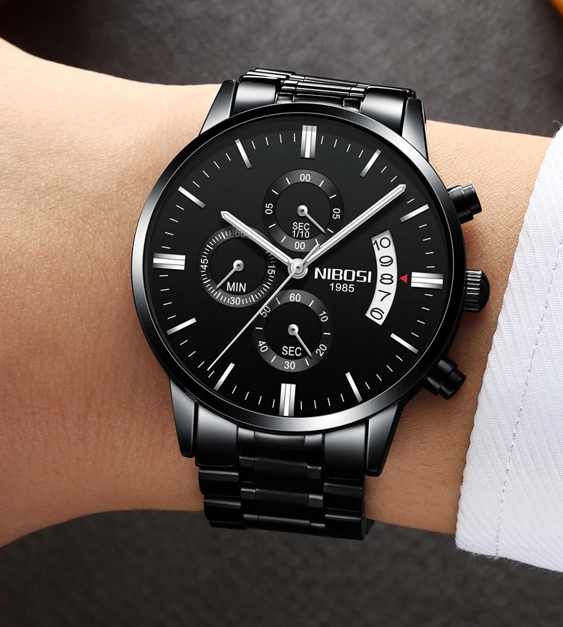 NIBOSI Men Watch Chronograph Sport Mens Watches Top Brand Luxury Waterproof Full Steel Quartz Gold Clock Men Relogio Masculino (12)