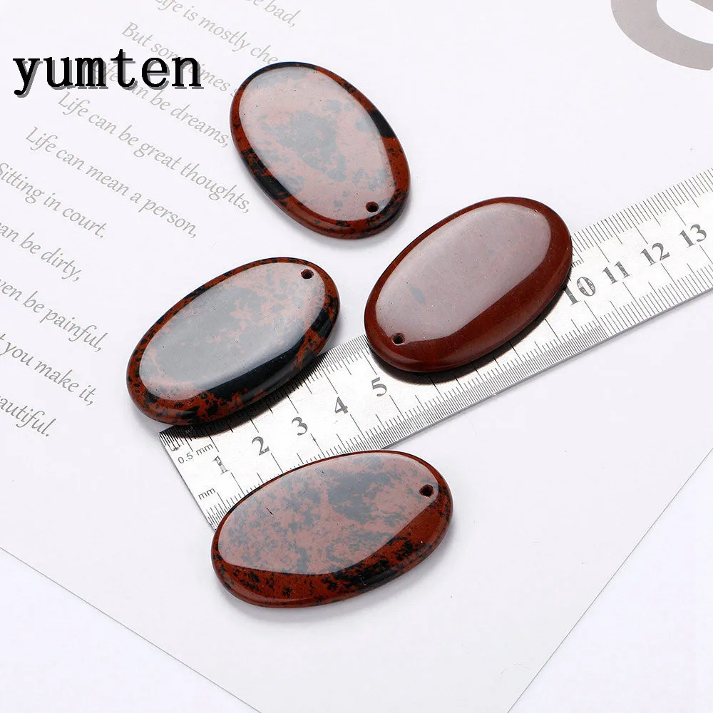 Yumten Natural Stone Agate Golden Swan Stone Oval 50mm Big Pendants Woman Charm Lucky Ruby Jade
