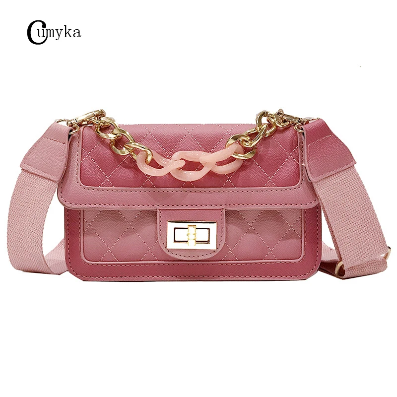 

CUMYKA Small Bag Women 2019 New PU Leather Spring Flap Candy Color Ladies Handbag Mini Crossbody Bag Chain Tote Luxury Bags