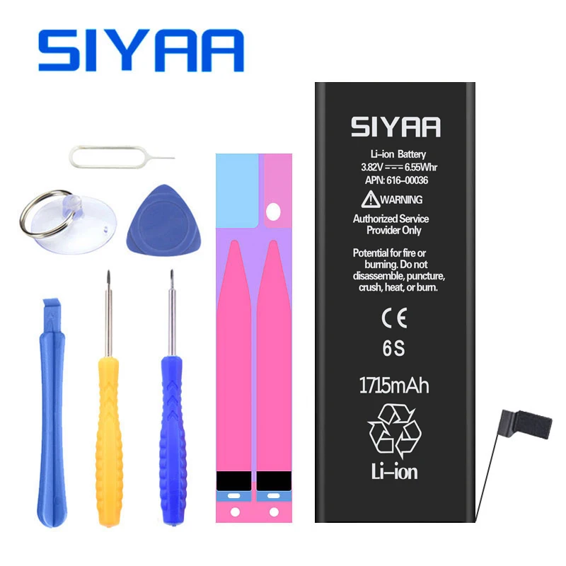 

Original SIYAA Battery For iPhone 6S 1715mAh Real Capacity iPhone6s Replacement Batteria Repair Tools Retail Package Free Gifts