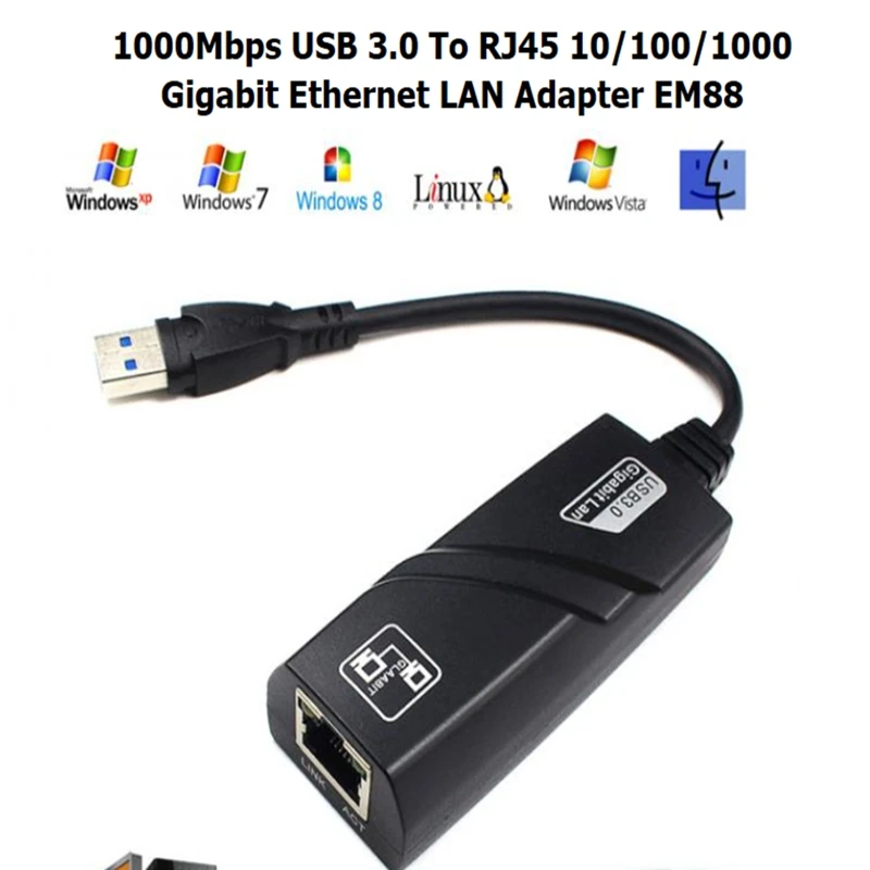 Оптовая продажа 5 шт. USB 3 0 RJ45 1000 Мбит Gigabit Ethernet LAN адаптер для ПК и ноутбук