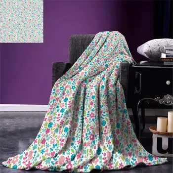 

Baby Throw Colorful Doodle Floral Pattern Polka Dots Blooming Nature Influenced Abstract Design Warm Microfiber Blanket