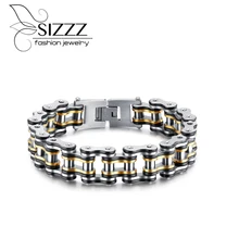 SIZZZ 20,5 см Длина 82 г Вес браслет из нержавеющей стали велосипедная цепь Стиль Многоцветный вакуумное покрытие браслет для мужчин