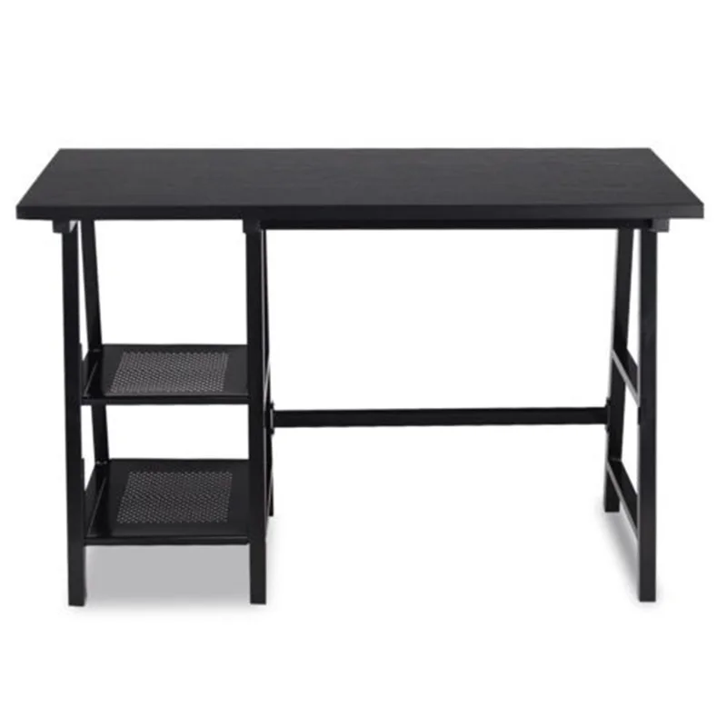 

Modern Writing Laptop Trestle Computer Desk with 2-tire Storage Shelf Office Home Desks HW59334