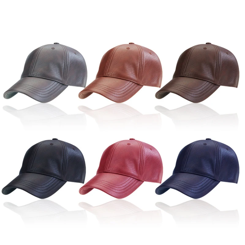 Мужская однотонная кожаная Бейсболка [NORTHWOOD] брендовая теплая Черная кепка Snapback