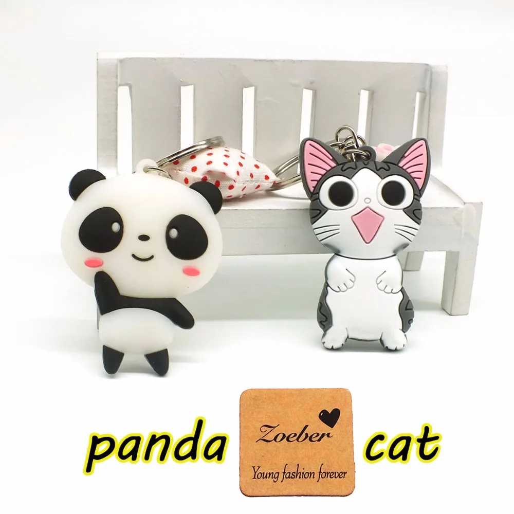 

Zoeber 2 PCS Cute Cartoon Keychains Panda Cheese cat Key chains Bag Pendant car KeyRing key holder cover Kawaii Gift Wholesale