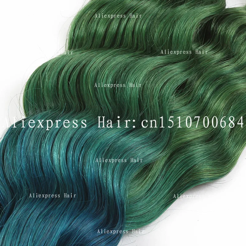 Mermaid Ombre Hair Extensions 3 Tone Ombre Hair Bundles 1b Blue