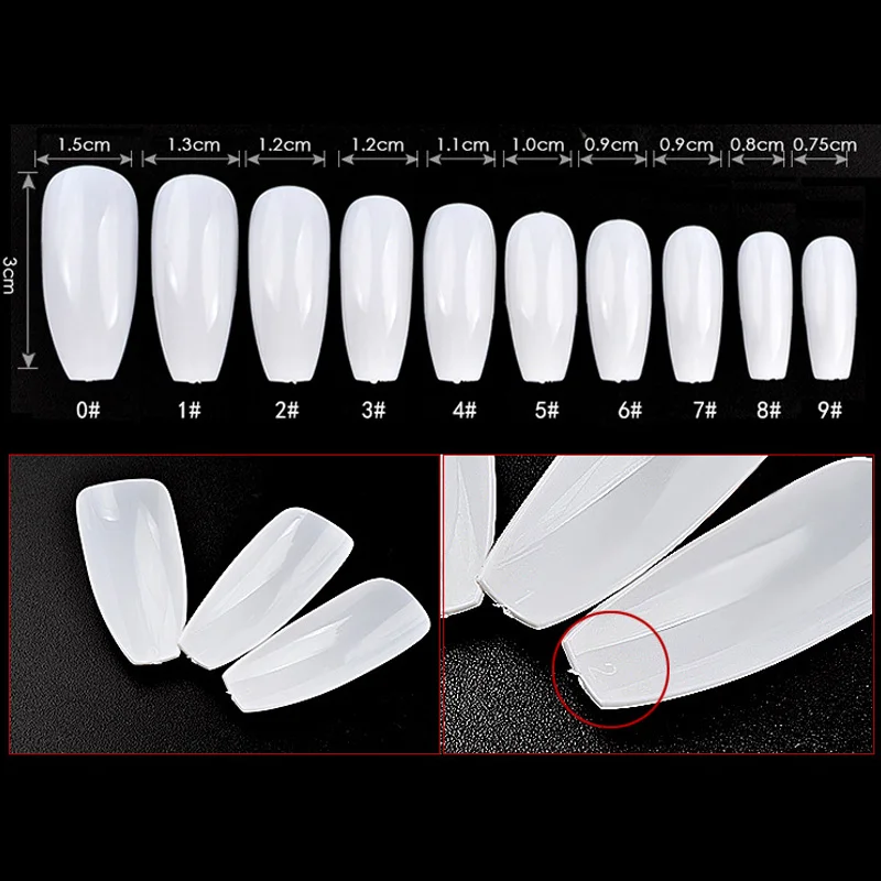 

100/500Pcs Long Ballerina Coffin Shape Full Cover False Fake Nails Art Tip DIY 669