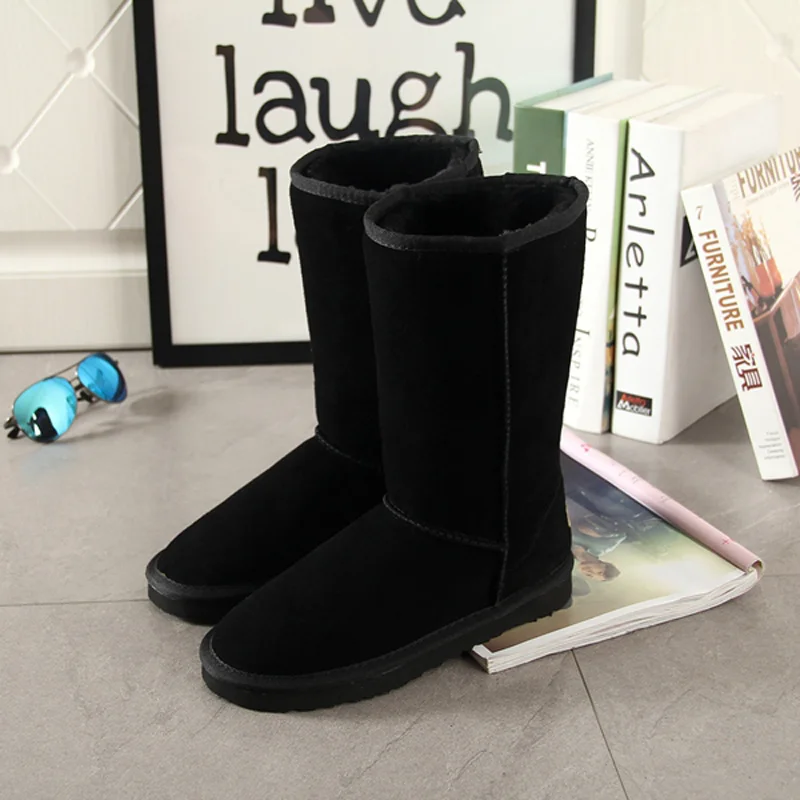 

xdxugg Brand Women Snow Boots Genuine Leather Winter Warm Ankle Boots Shoes Fur Woman High Quality Flats Boots For Ladies Shoes
