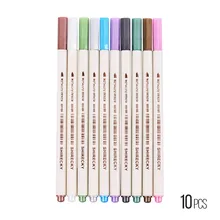 10 цветов, гель с металлическим эффектом, набор ручек, цветные чернила, водный мел, мелкий кончик, акварельные маркеры, ручки для скрапбукинга, сделай сам, набор для рисования альбомов