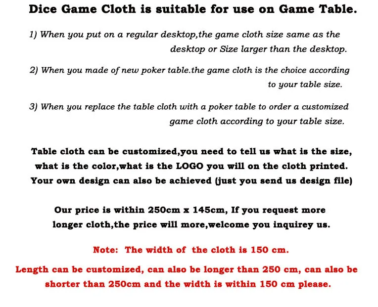 1pc Dice Game Cloth Layout flame-proof water-proof & pollution resisitant